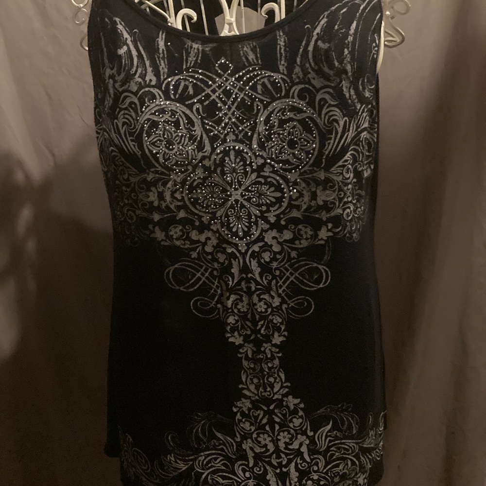 Black and Silver Embellished Tank Top